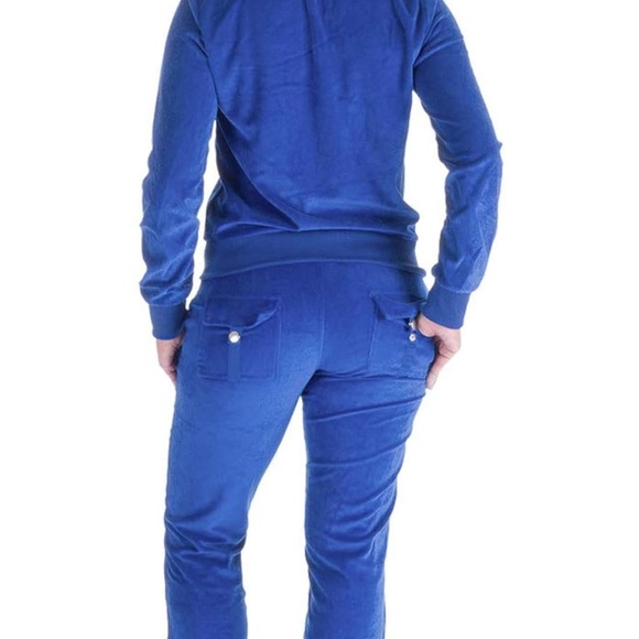 Blue Velour Tracksuit / Sweatsuit Size M - Picture 3 of 4